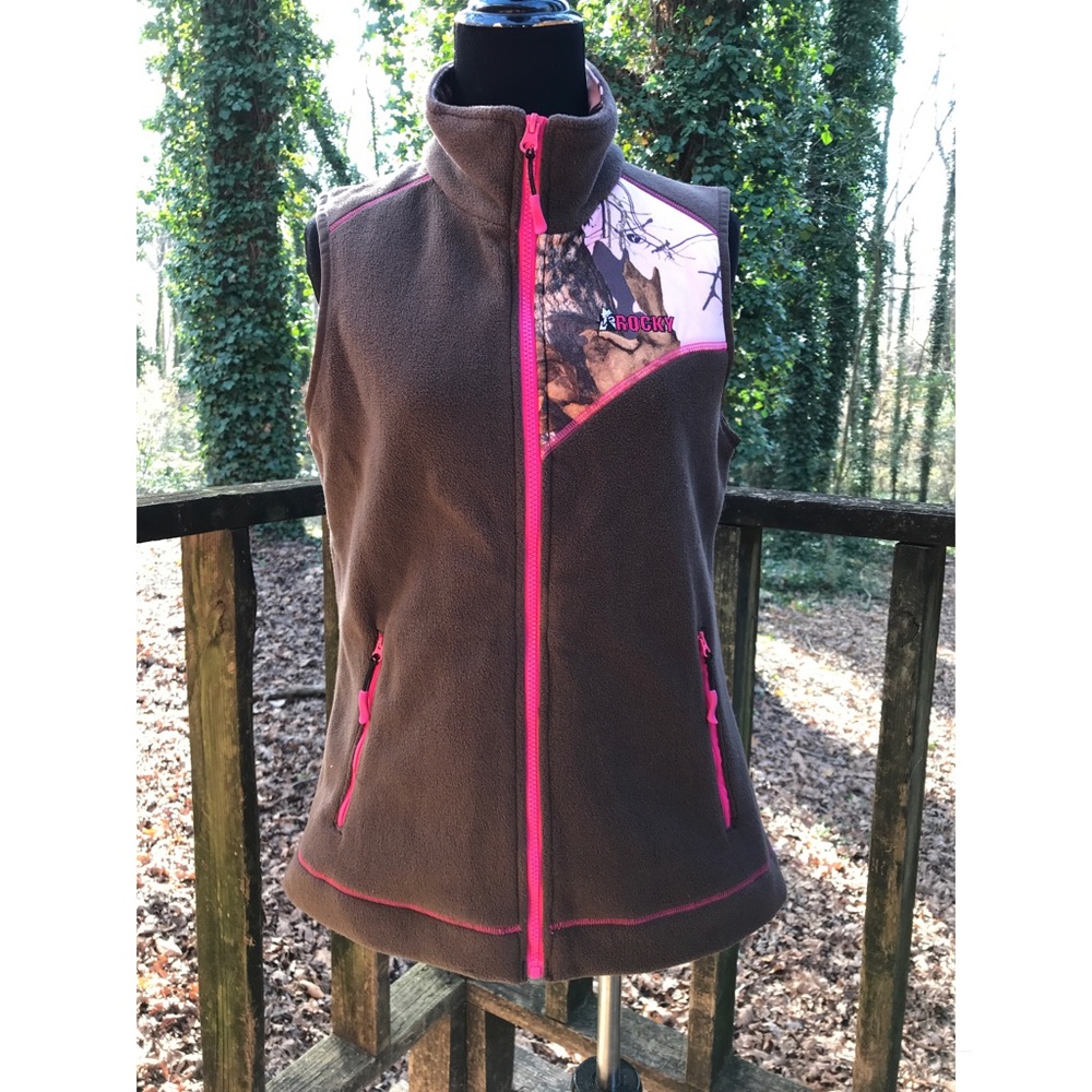 Rocky Sleeveless Zip Up Vest Sz M Brown/Pink